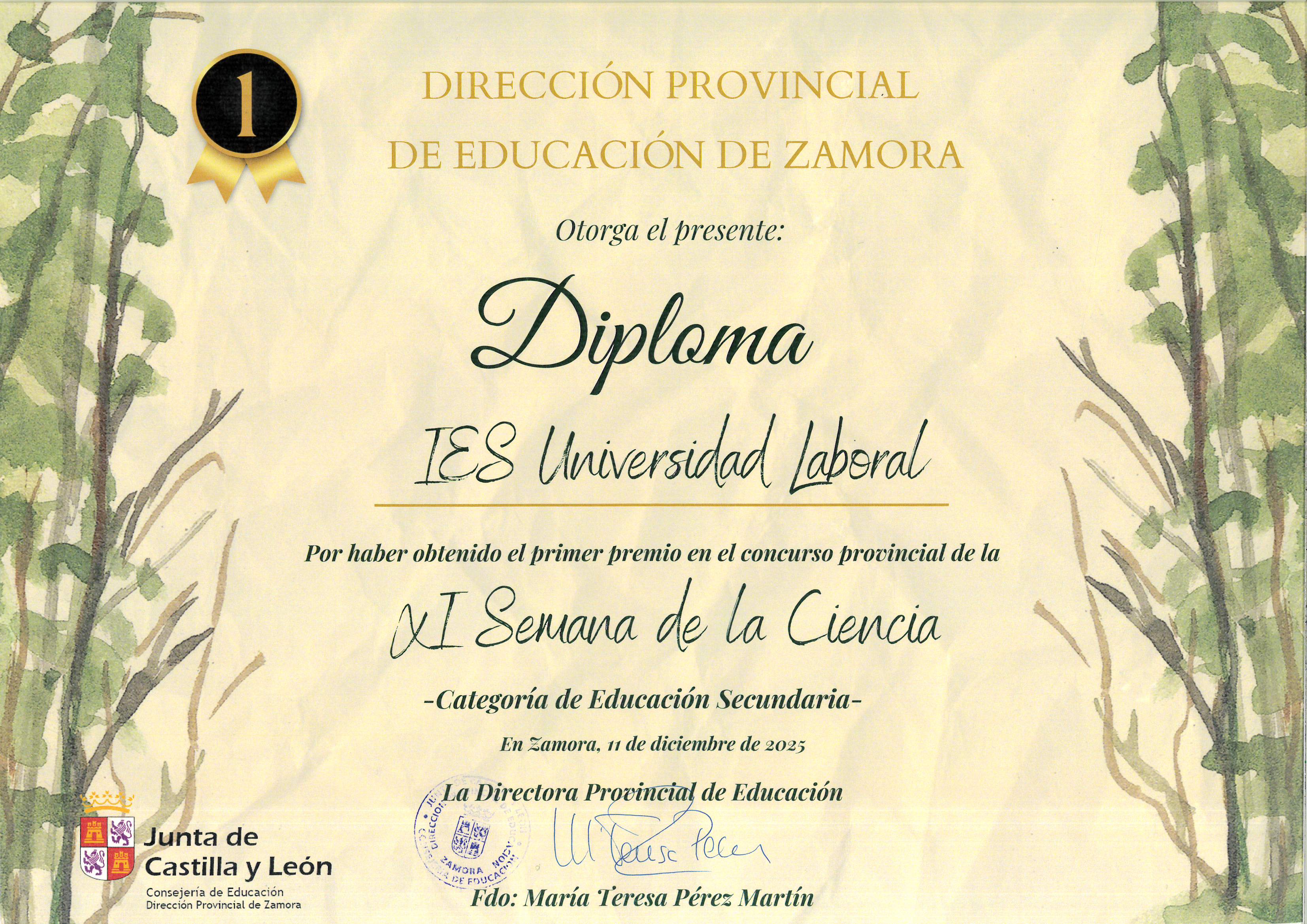Diploma xi semana de la ciencia 